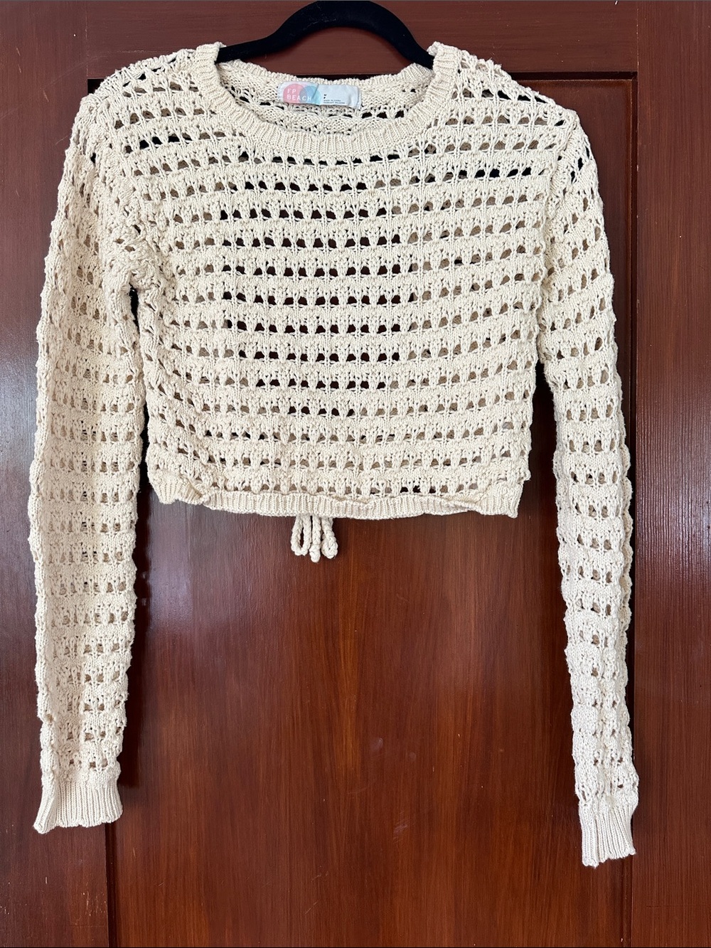 FP Beach Women's Cream Crochet Sweater